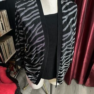 R&M Richards Black and Silver Zebra Top